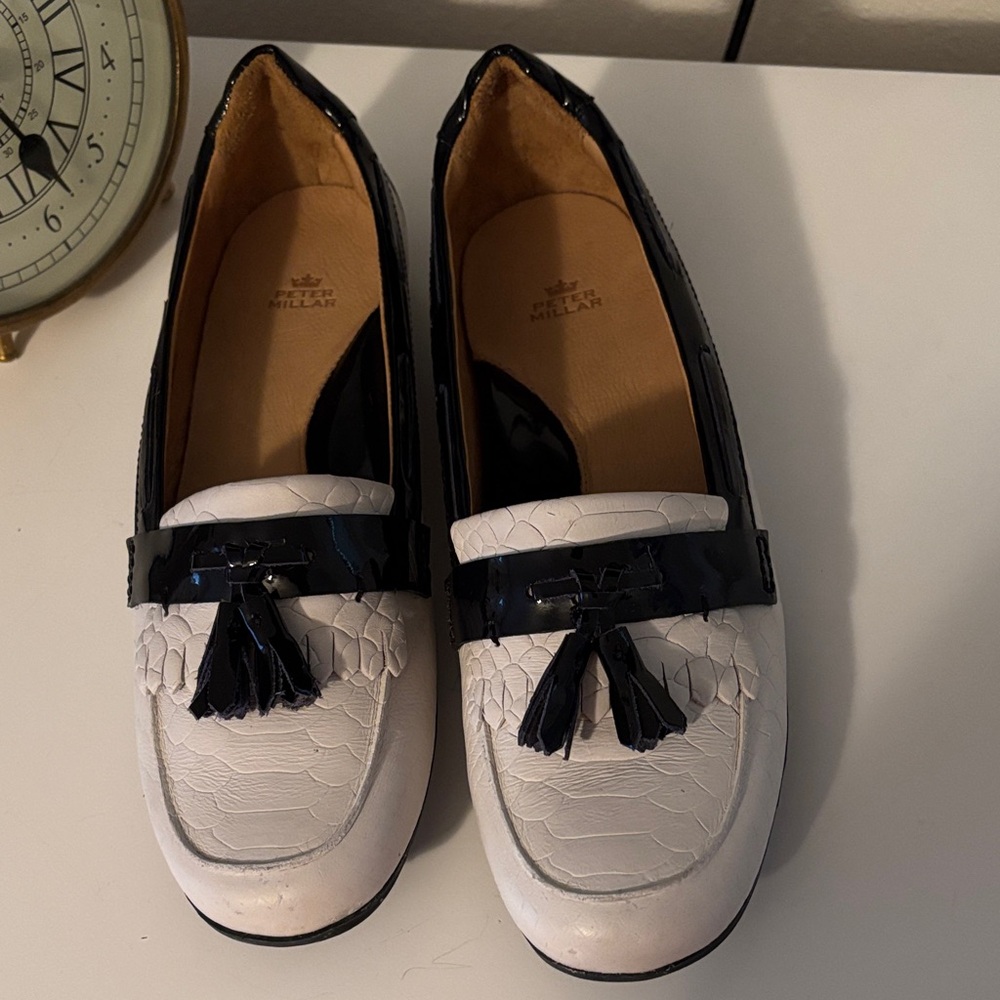 Peter Millar Blue and White Tassel Loafers